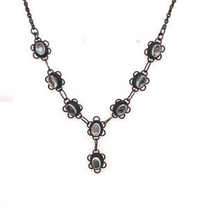 Oxidized Sterling Flower Chain